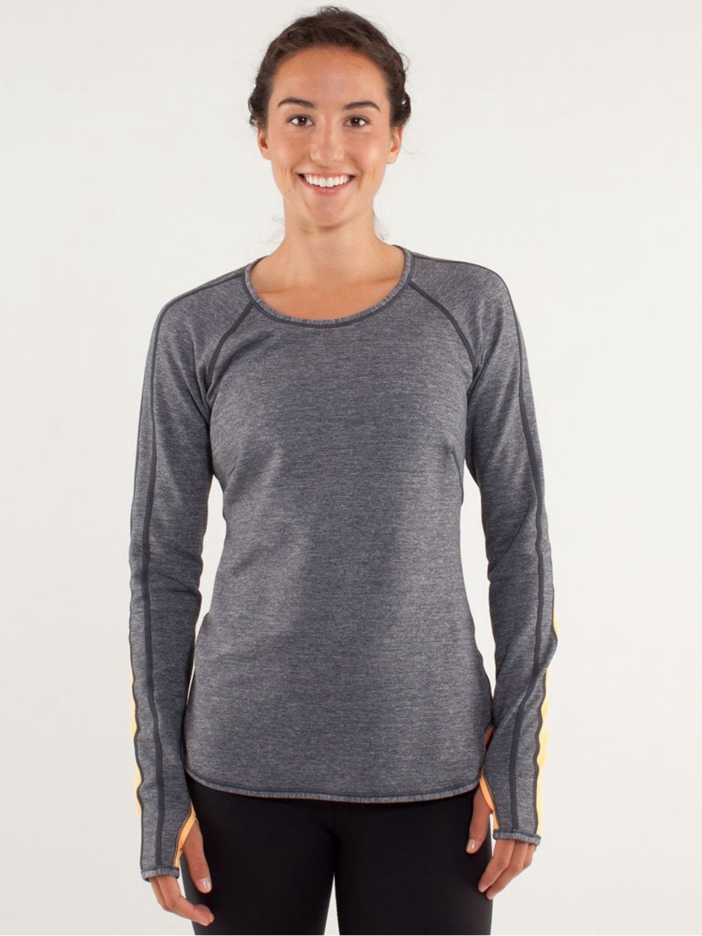 Lululemon Runder Under Long Sleeve
Creamsicle Pop / Heathered Coal
